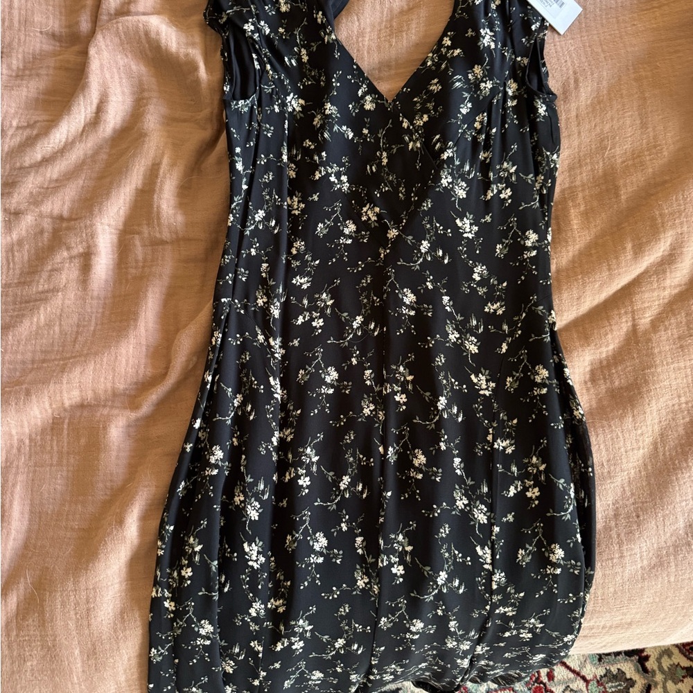 Reformation Black Floral Sleeveless dress